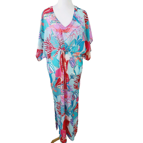 Talbots Dresses & Skirts - Talbots Womens Medium Maxi Dress Swim Cover-Up ResortWear Cruise Colorful Floral
